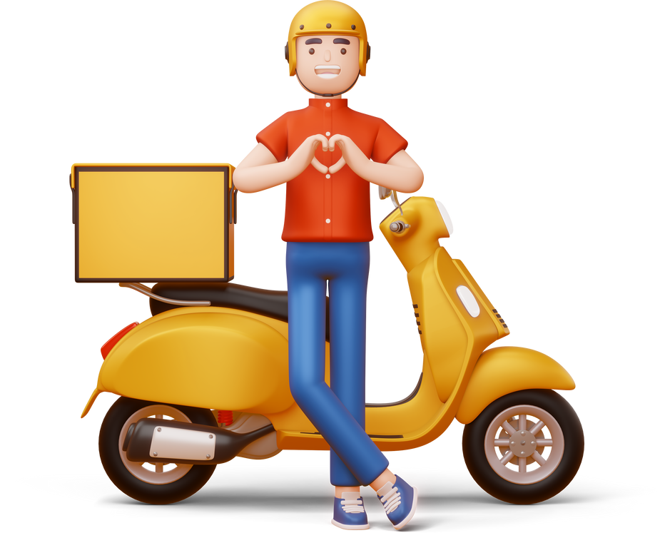 Delivery Man Doing a Heart Shape with Hands